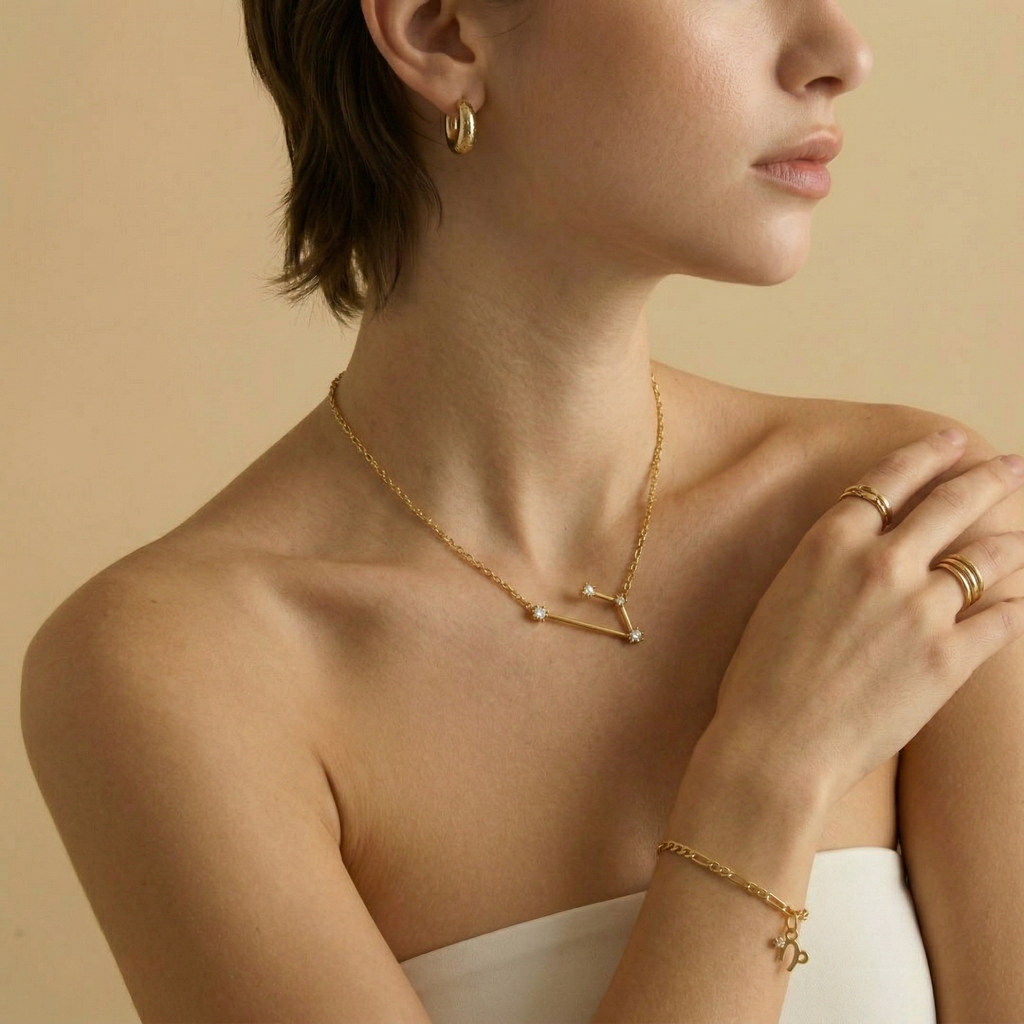 The Star-Map Constellation Necklace | 18K Gold Plated Crystal Link Piece