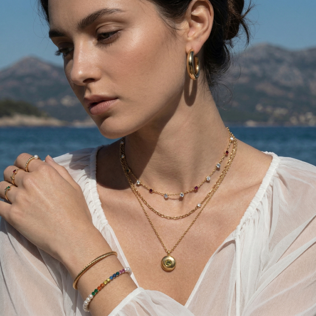 The Hammered Birthstone Disc | 18K Gold Plated Identity Necklace