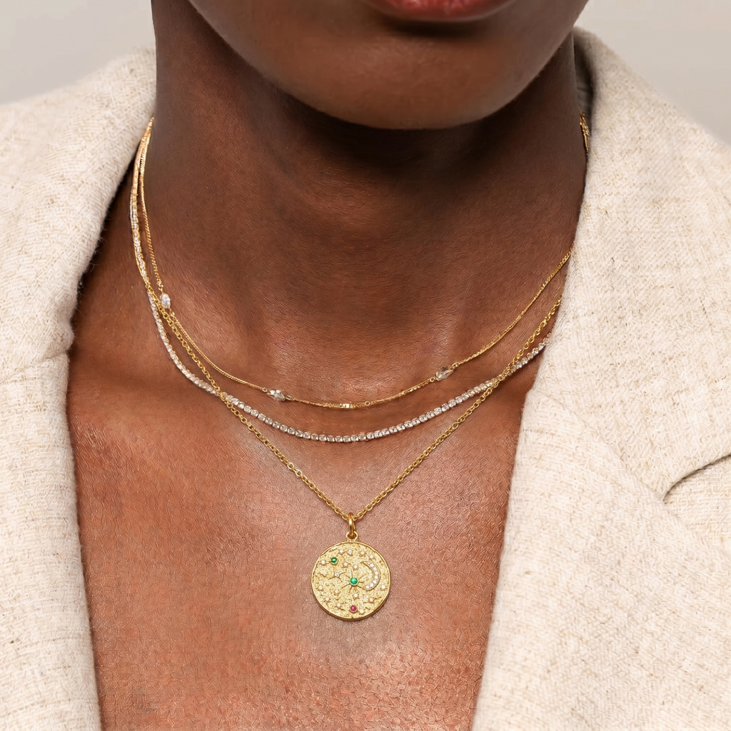 The Selene & Stella Celestial Necklace | 18K Gold Plated Colorful Cosmic Piece