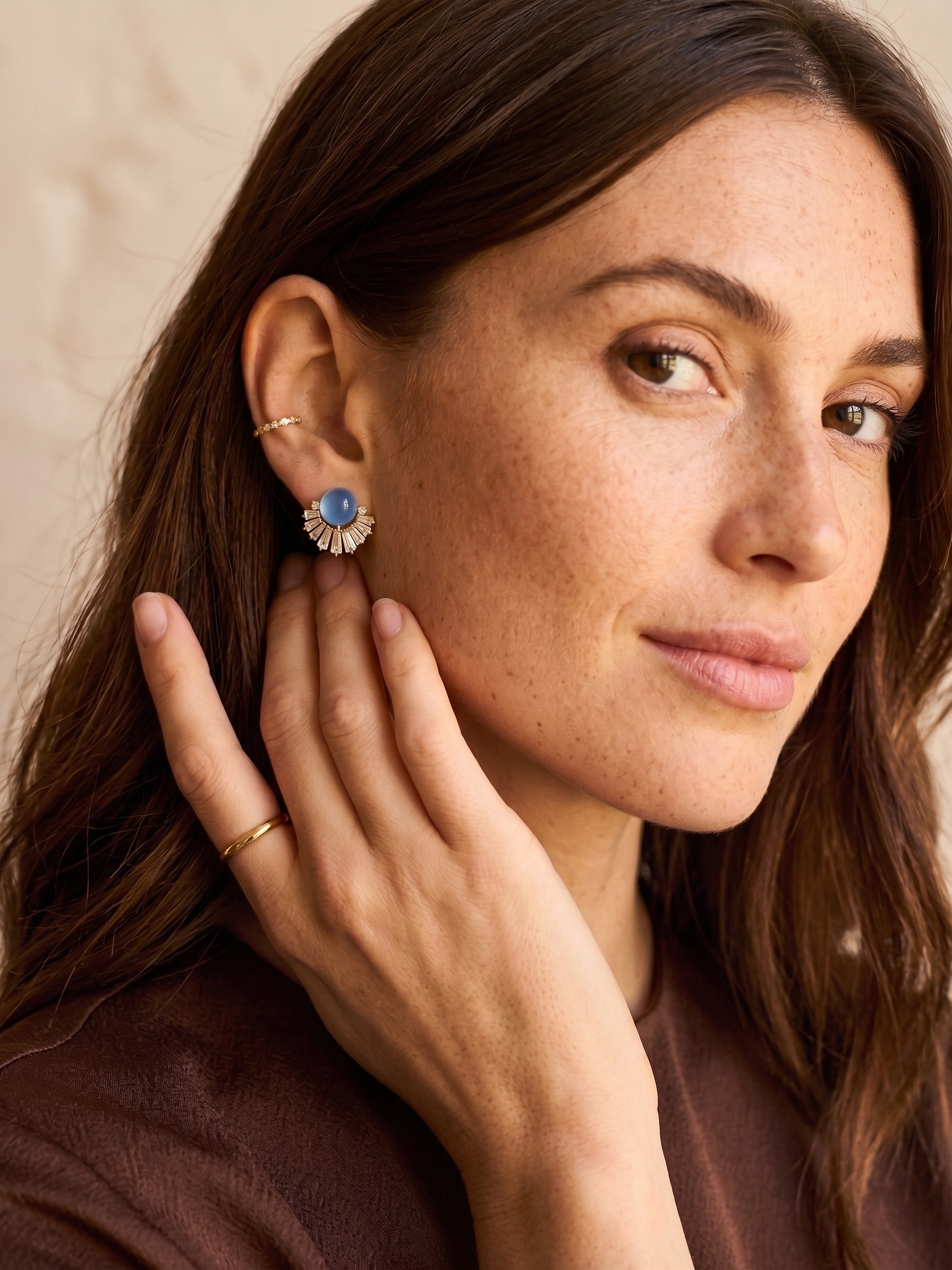 The Deco Fan Radiance Studs | 18K Gold Plated Pavé Zircon Earrings