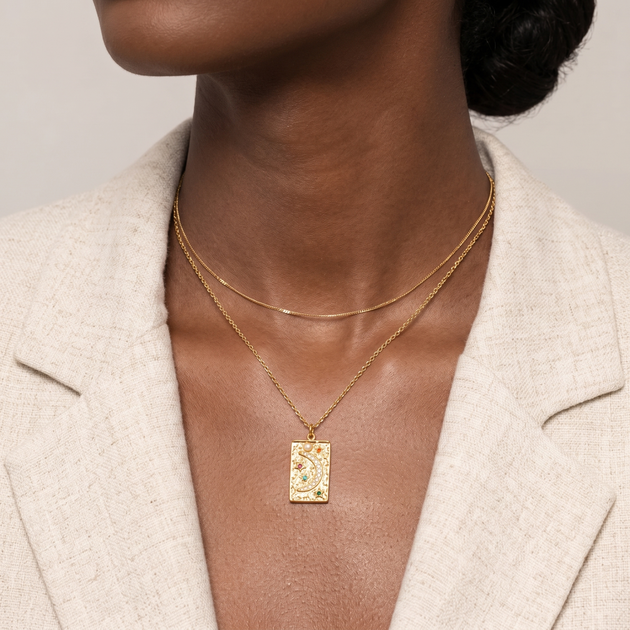 The Selene & Stella Celestial Necklace | 18K Gold Plated Colorful Cosmic Piece