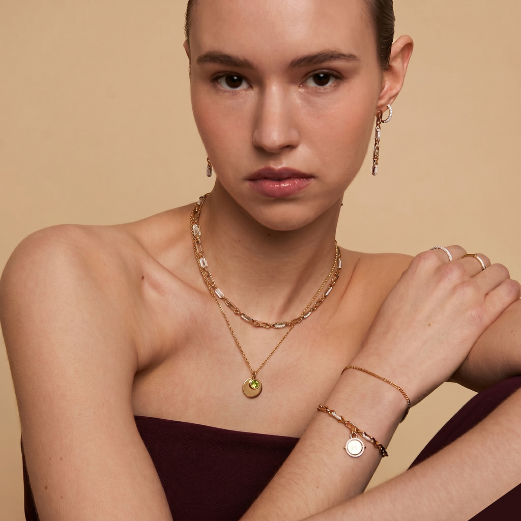 The Aura Birthstone & Disc Necklace | 18K Gold Plated Personalized Gift