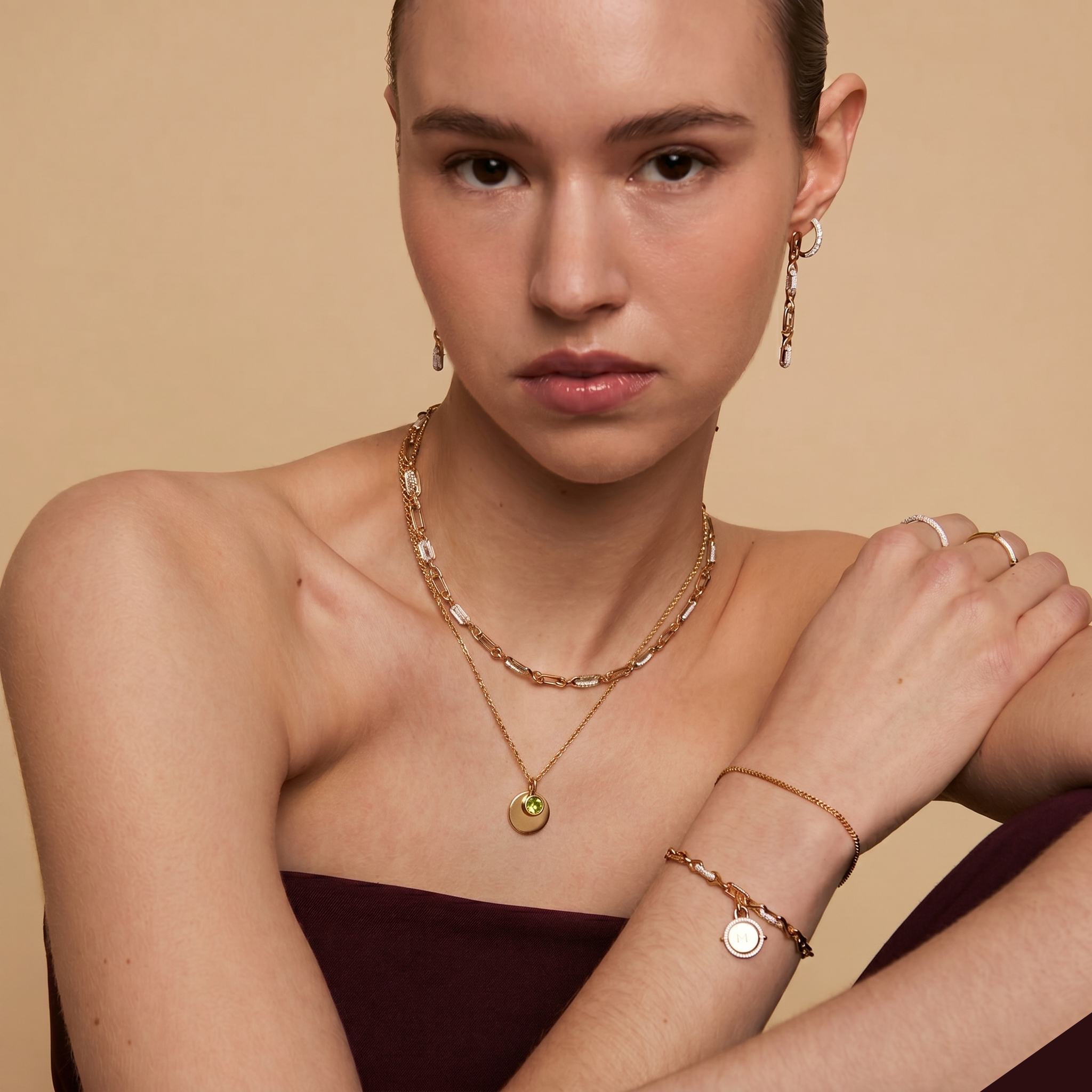 The Aura Birthstone & Disc Necklace | 18K Gold Plated Personalized Gift