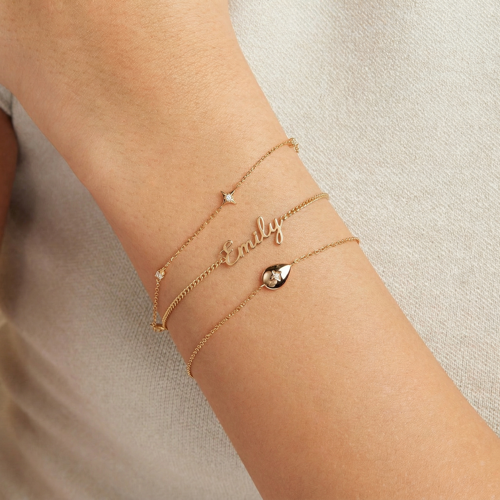 The Aura Script Name Bracelet | 18K Gold Plated Floating Identity Jewelry