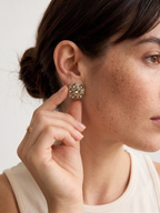 The Amber Radiant Square Studs | S925 Sterling Silver Smoky Zircon Piece