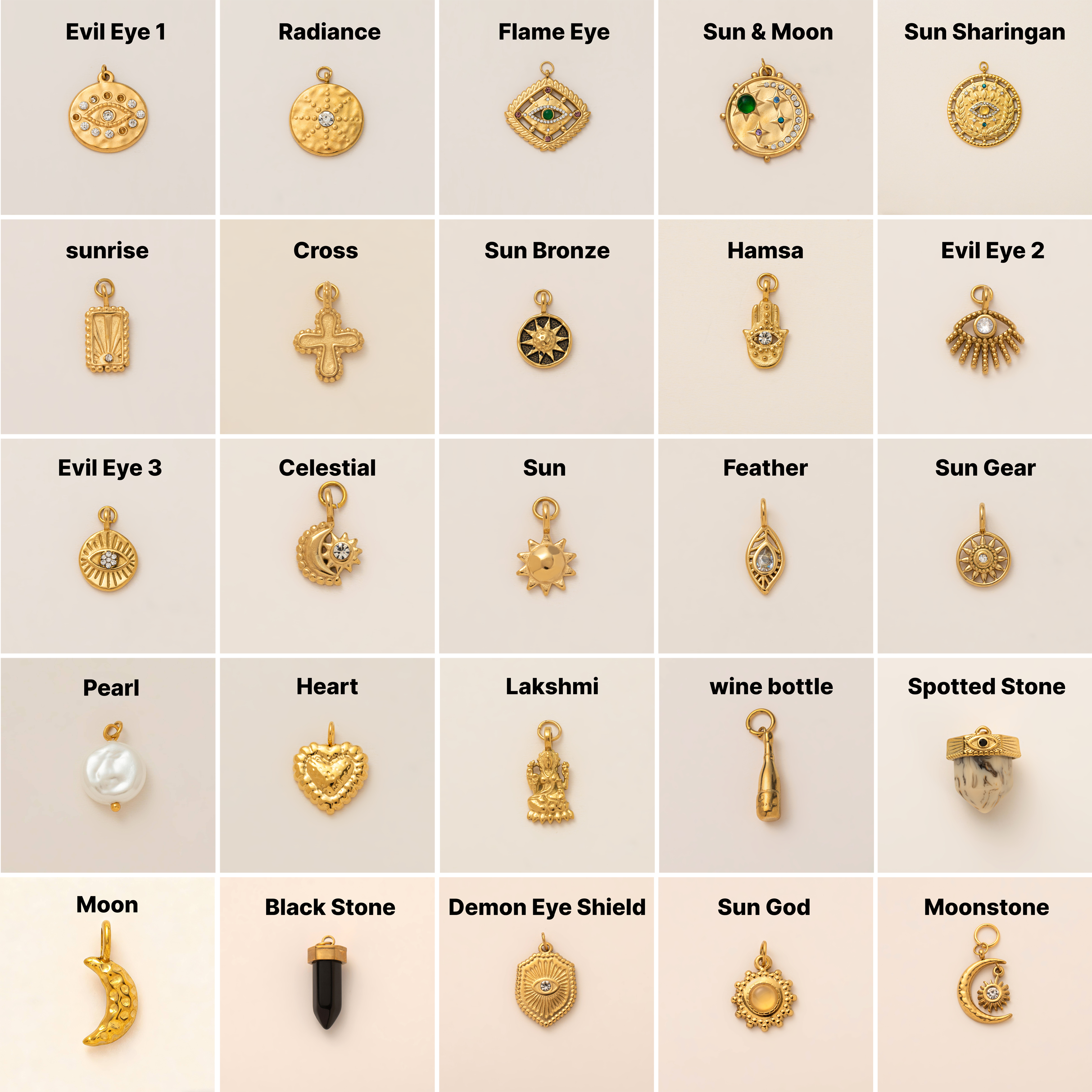 Astar Vintage Talisman Pendant Only | 18K Gold Plated PVD Waterproof DIY Charm for Living Clasp