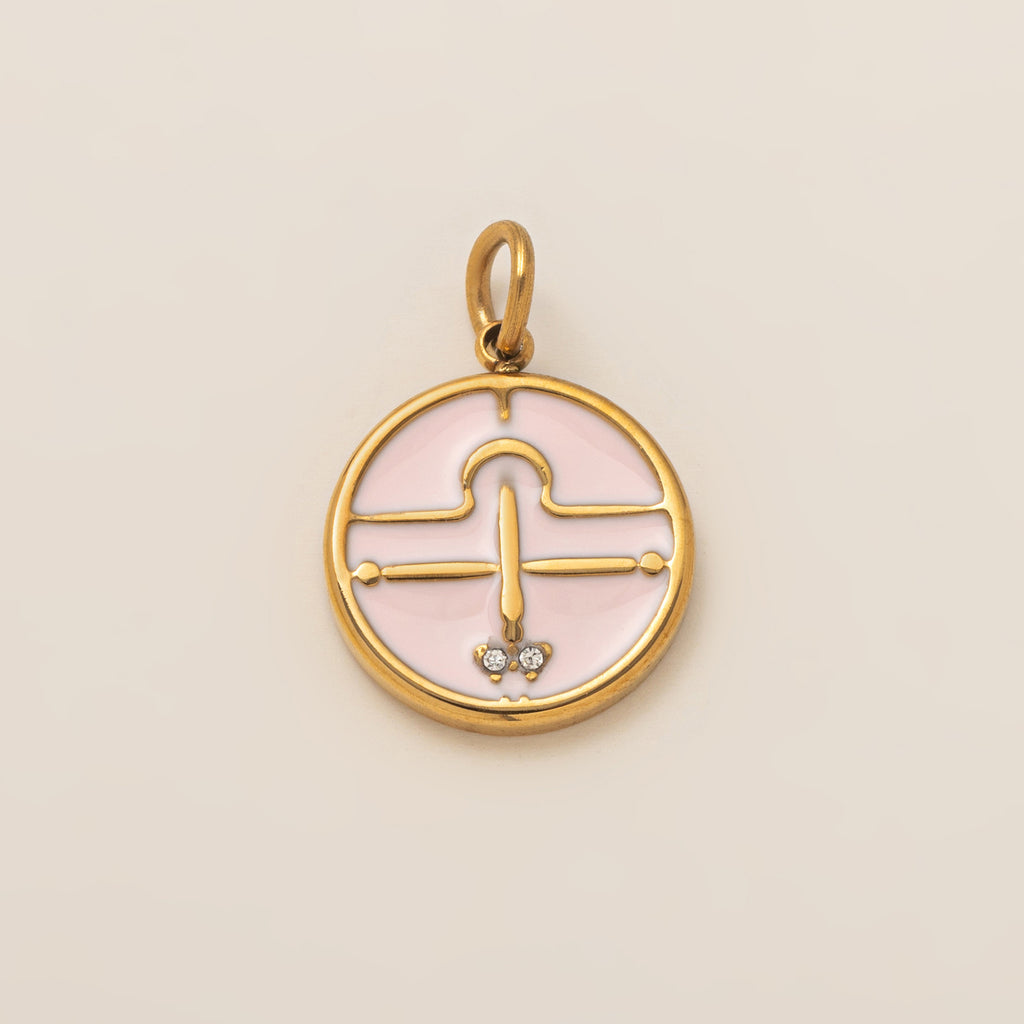 The Pave Celestial Coin | 18K Gold & Vibrant Enamel Zodiac Pendant
