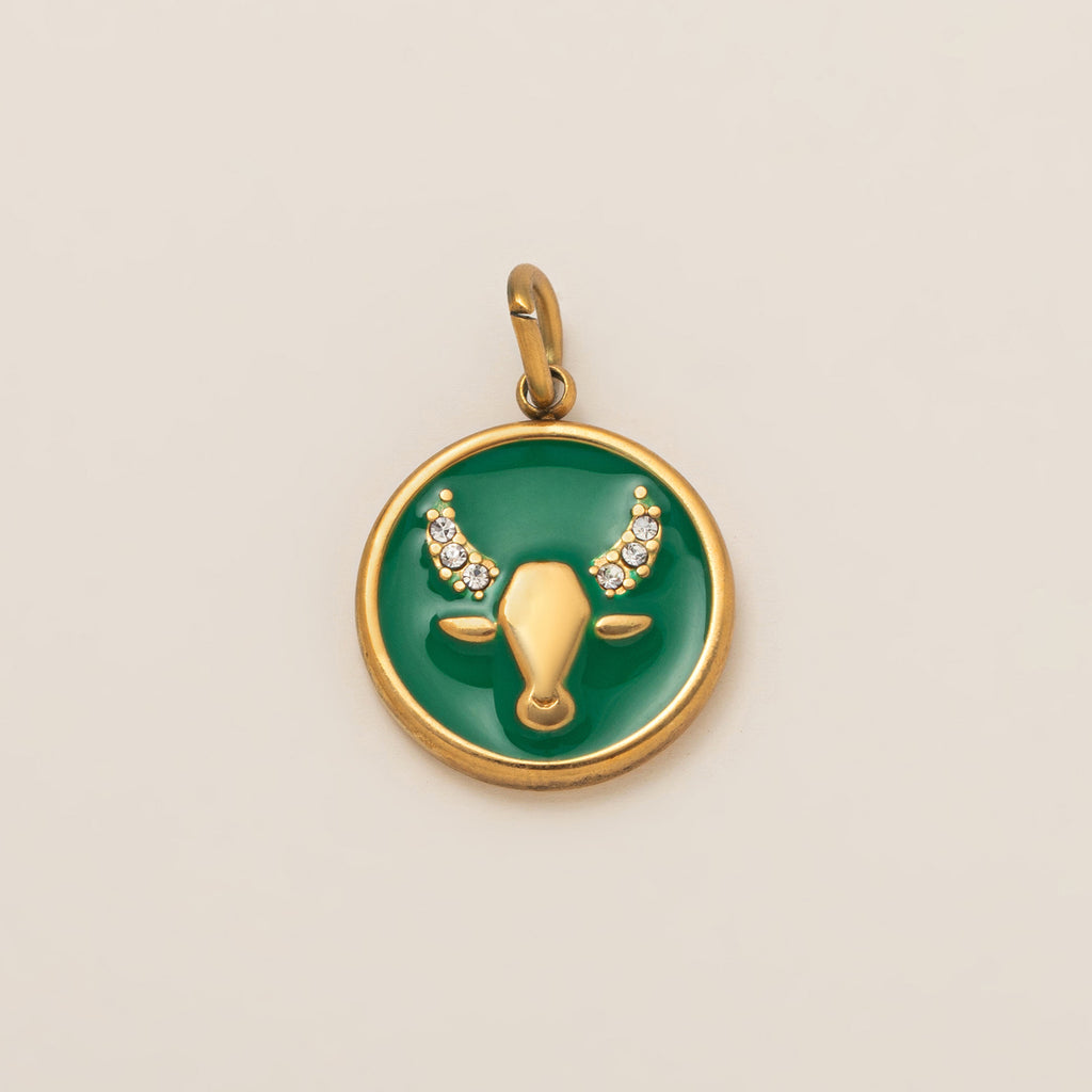 The Pave Celestial Coin | 18K Gold & Vibrant Enamel Zodiac Pendant