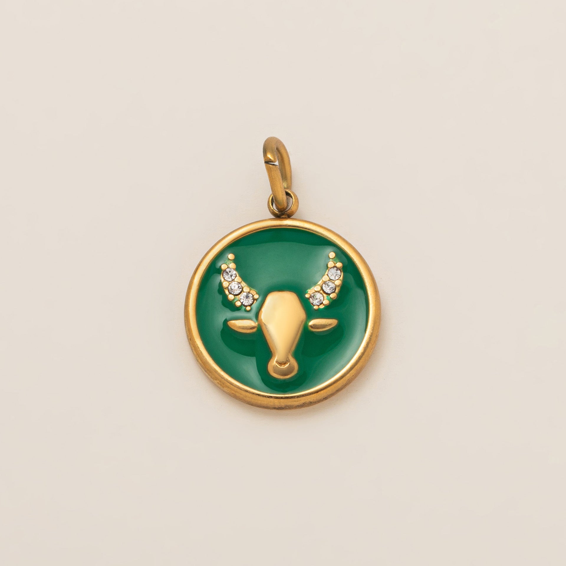 The Pave Celestial Coin | 18K Gold & Vibrant Enamel Zodiac Pendant