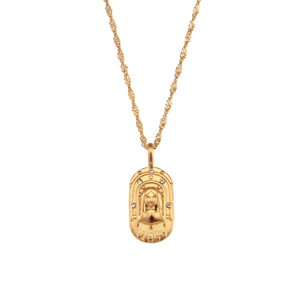 The Celestial Heritage Necklace | Vintage Zodiac Oval Pendant