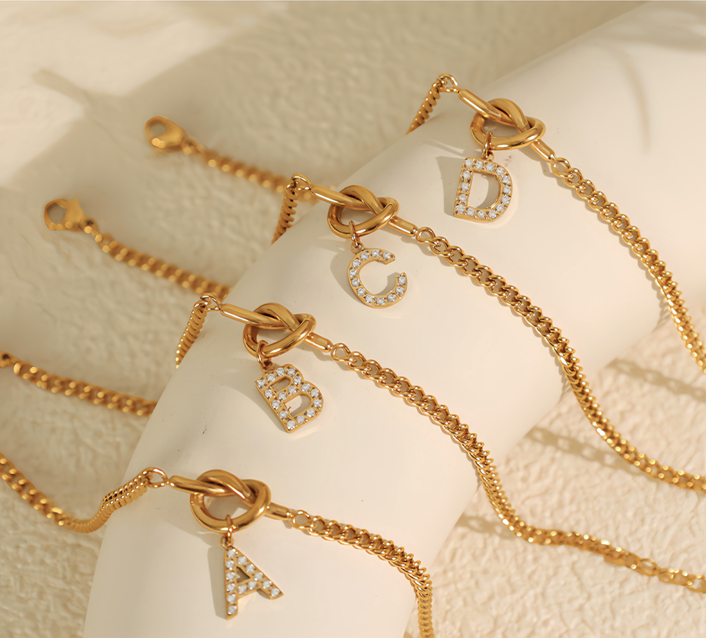 The Monogram Essence Bracelet | 18K Gold Plated Micro-Pave Initial Piece