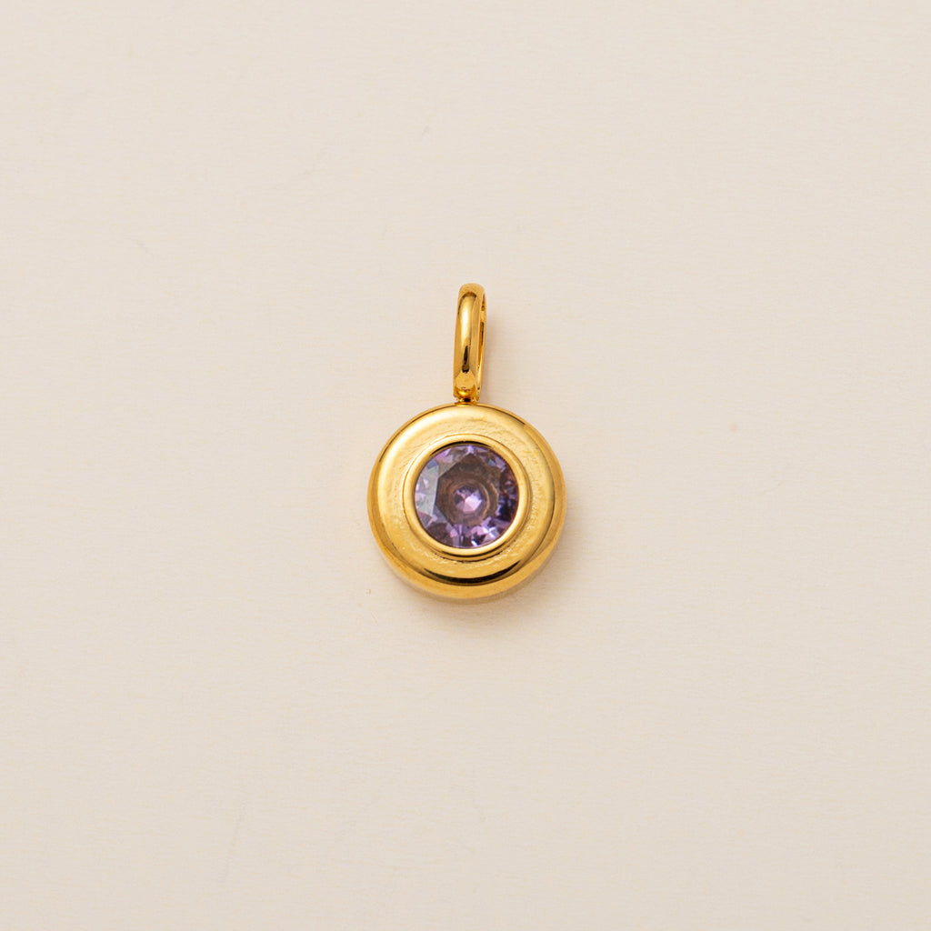 The Aura Prism Birthstone Charm | 18K Gold Plated Faceted Gemstone Pendant