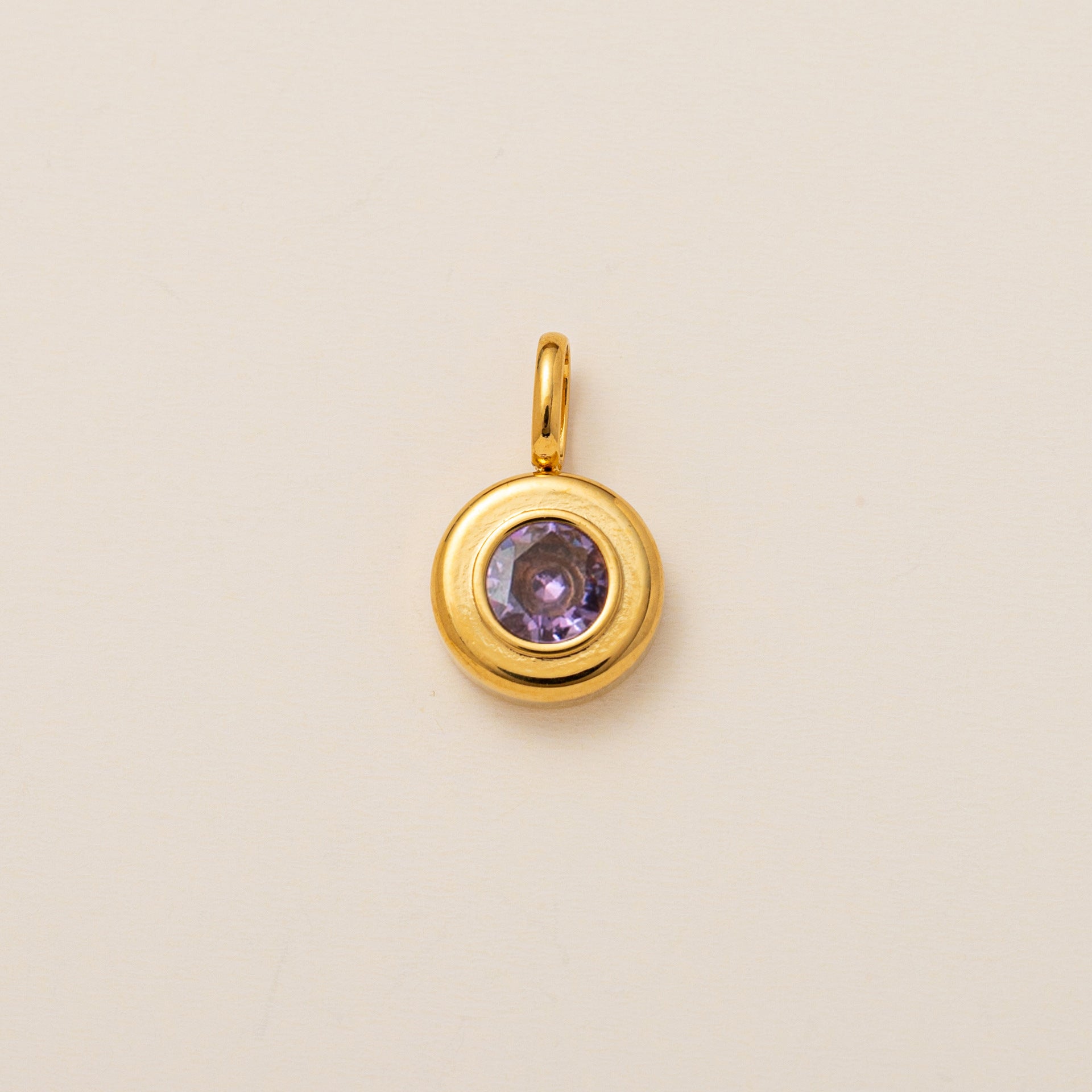 The Aura Prism Birthstone Charm | 18K Gold Plated Faceted Gemstone Pendant