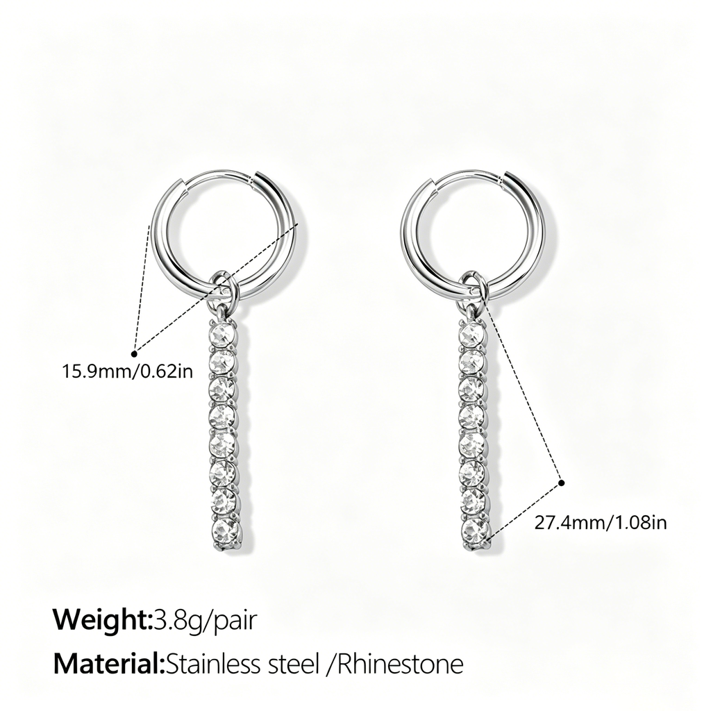The Lumina Linear Crystal Huggies | 18K Gold Plated Dainty Pavé Bar Drop Earrings