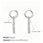 The Lumina Linear Crystal Huggies | 18K Gold Plated Dainty Pavé Bar Drop Earrings