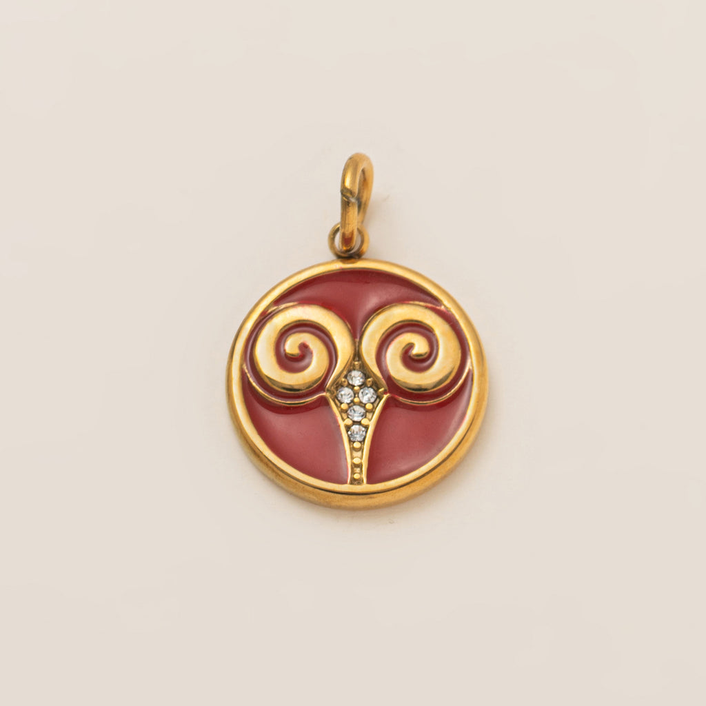 The Pave Celestial Coin | 18K Gold & Vibrant Enamel Zodiac Pendant