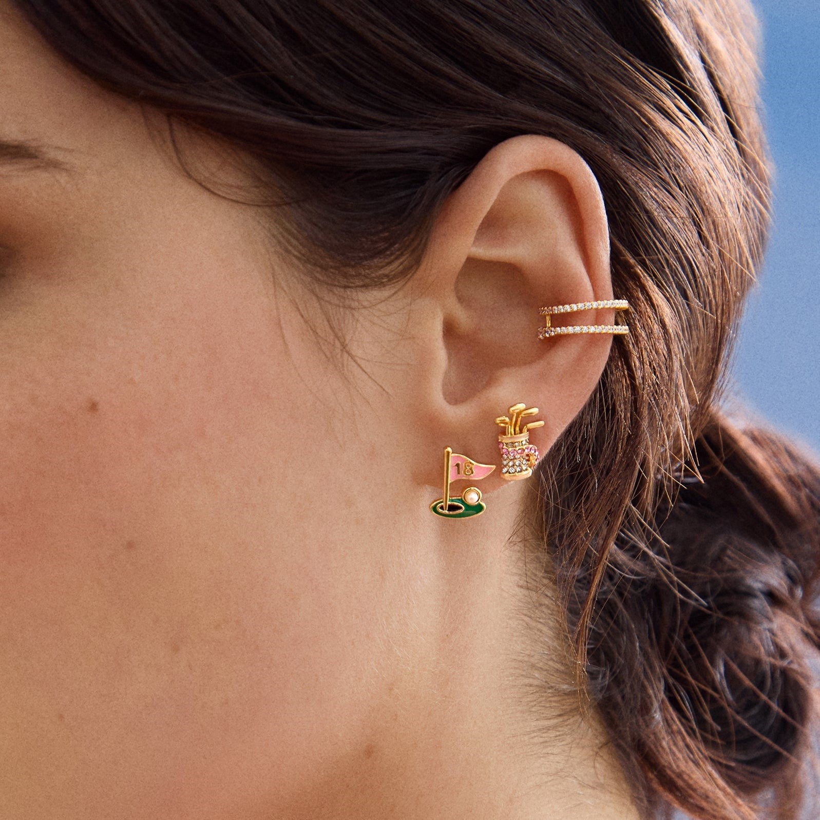 The Varsity Court Sports Studs | 14K Gold Plated Tiny Athlete Earrings