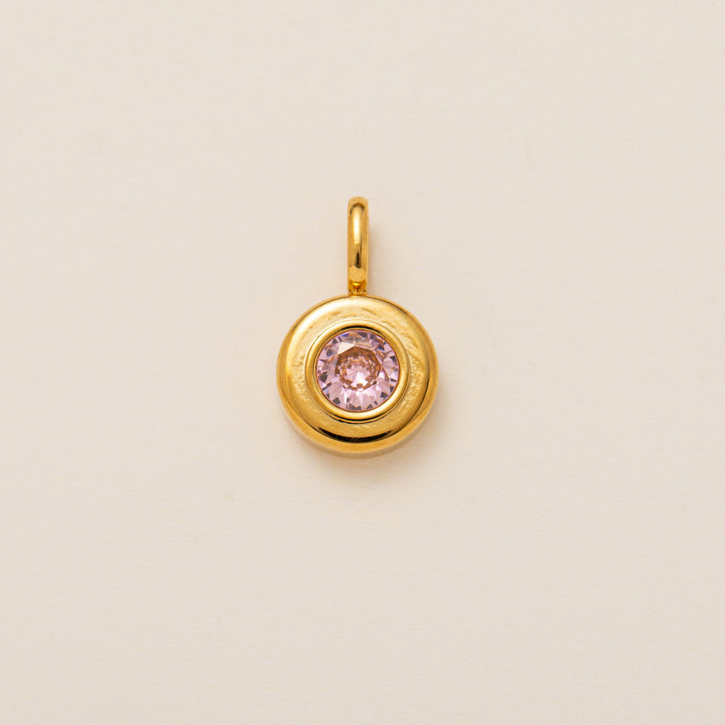 The Aura Prism Birthstone Charm | 18K Gold Plated Faceted Gemstone Pendant