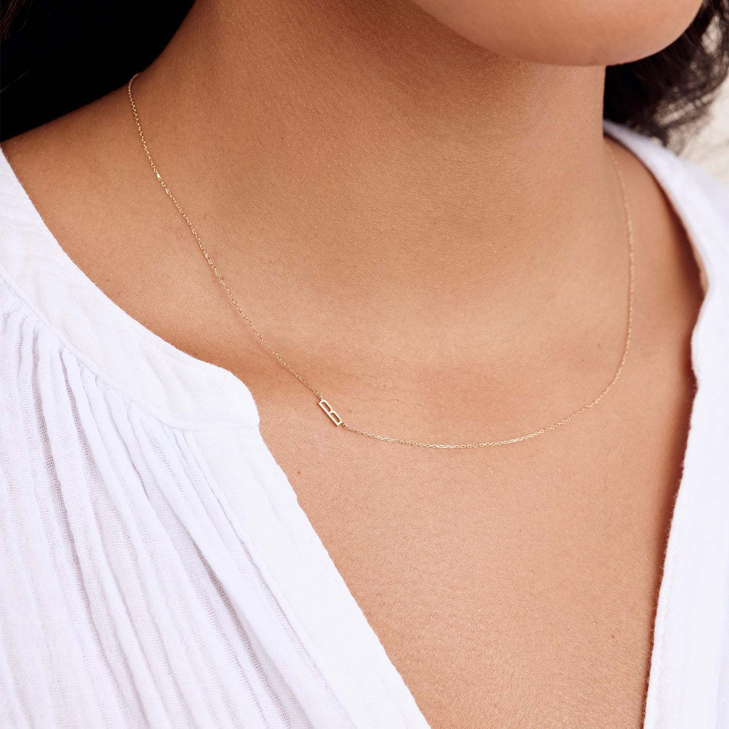 The Aura Sideways Initial Necklace | 18K Gold Plated Asymmetric Capital Letter Choker