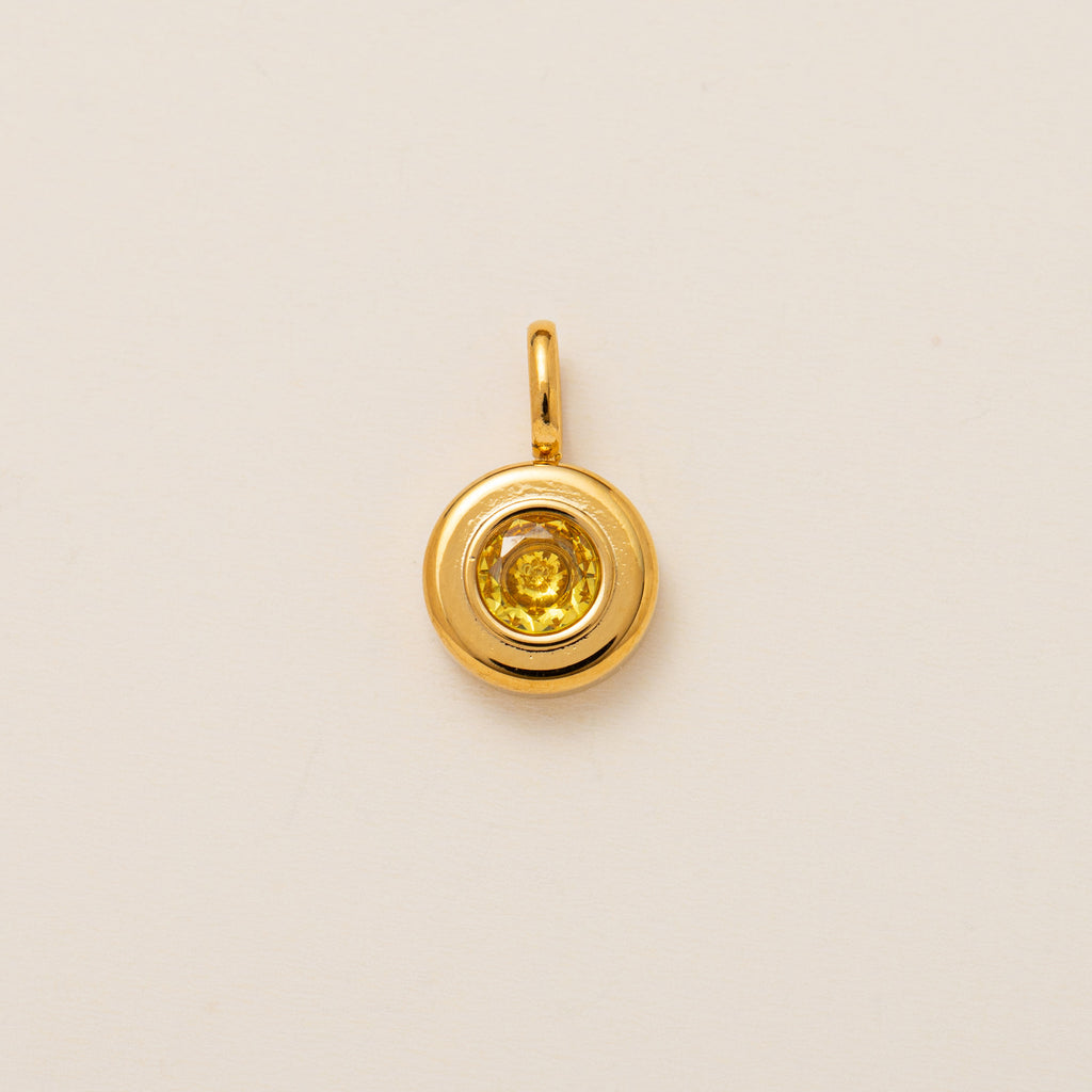 The Aura Prism Birthstone Charm | 18K Gold Plated Faceted Gemstone Pendant