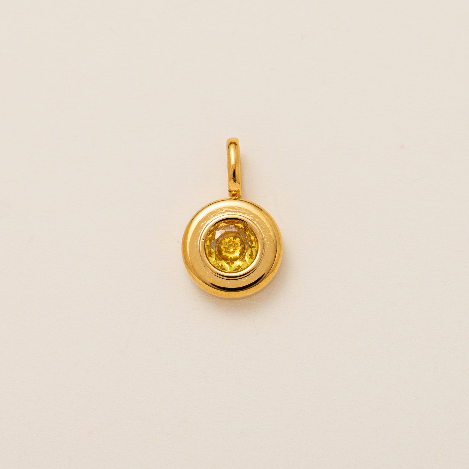 The Aura Prism Birthstone Charm | 18K Gold Plated Faceted Gemstone Pendant