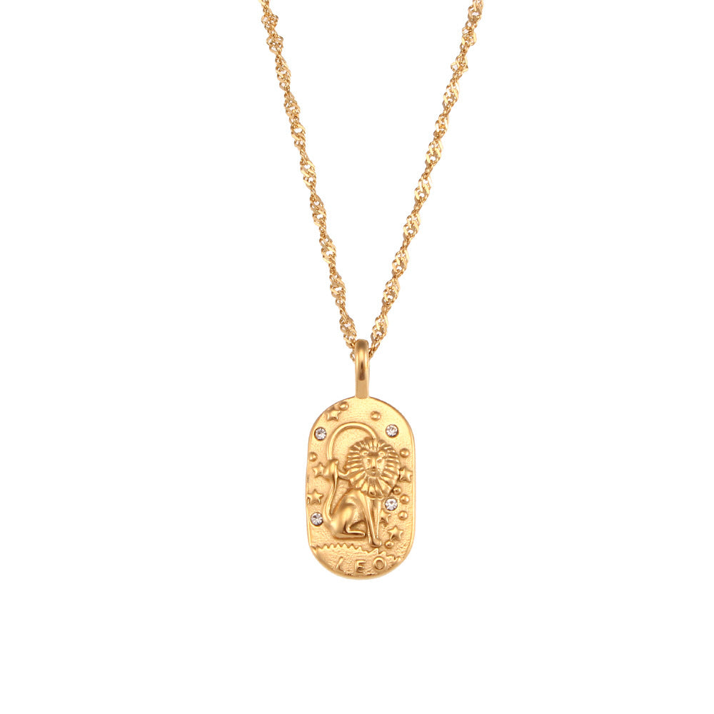 The Celestial Heritage Necklace | Vintage Zodiac Oval Pendant