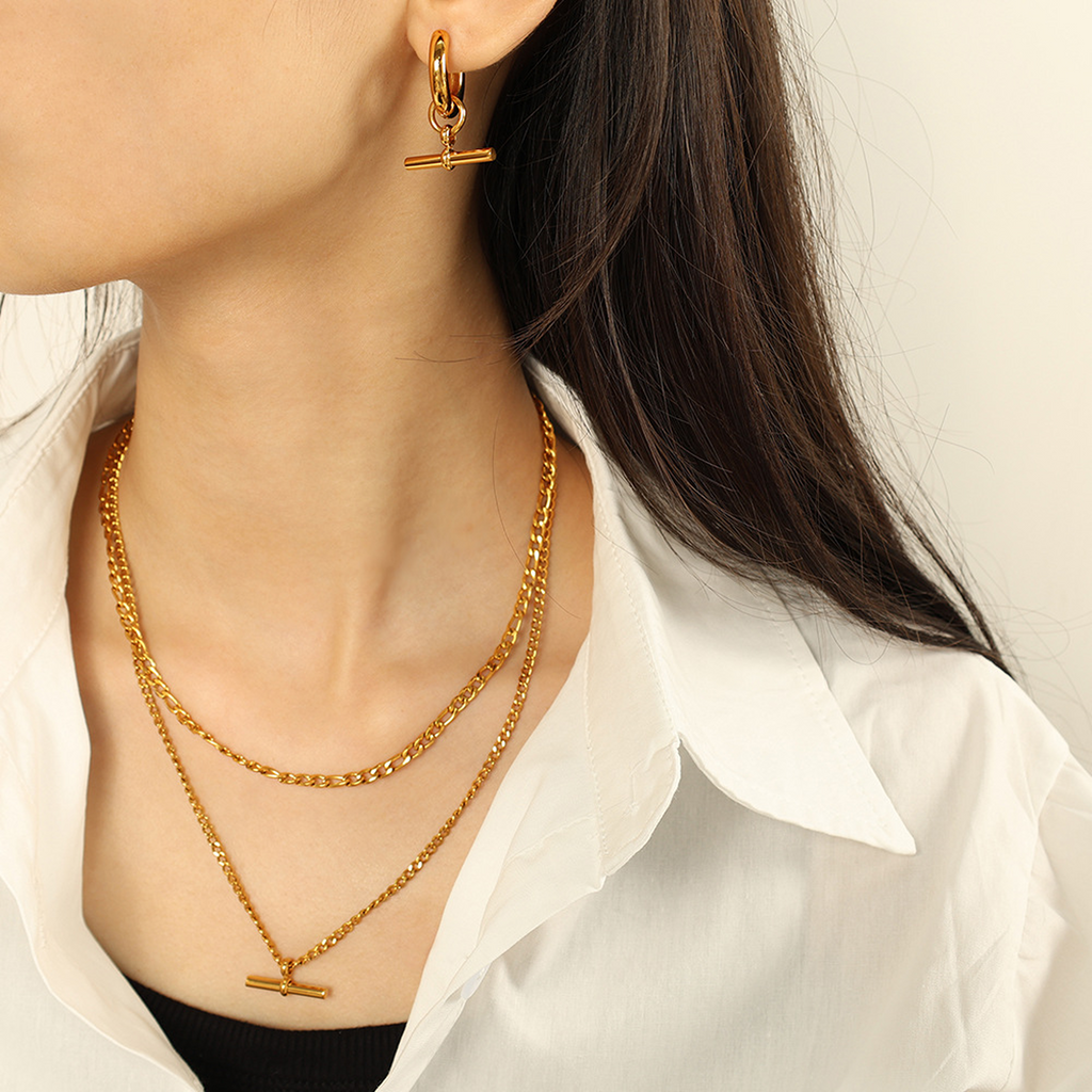 The Zenith Toggle & Curb Chain Set | 18K Gold Plated Starburst Jewelry Combo