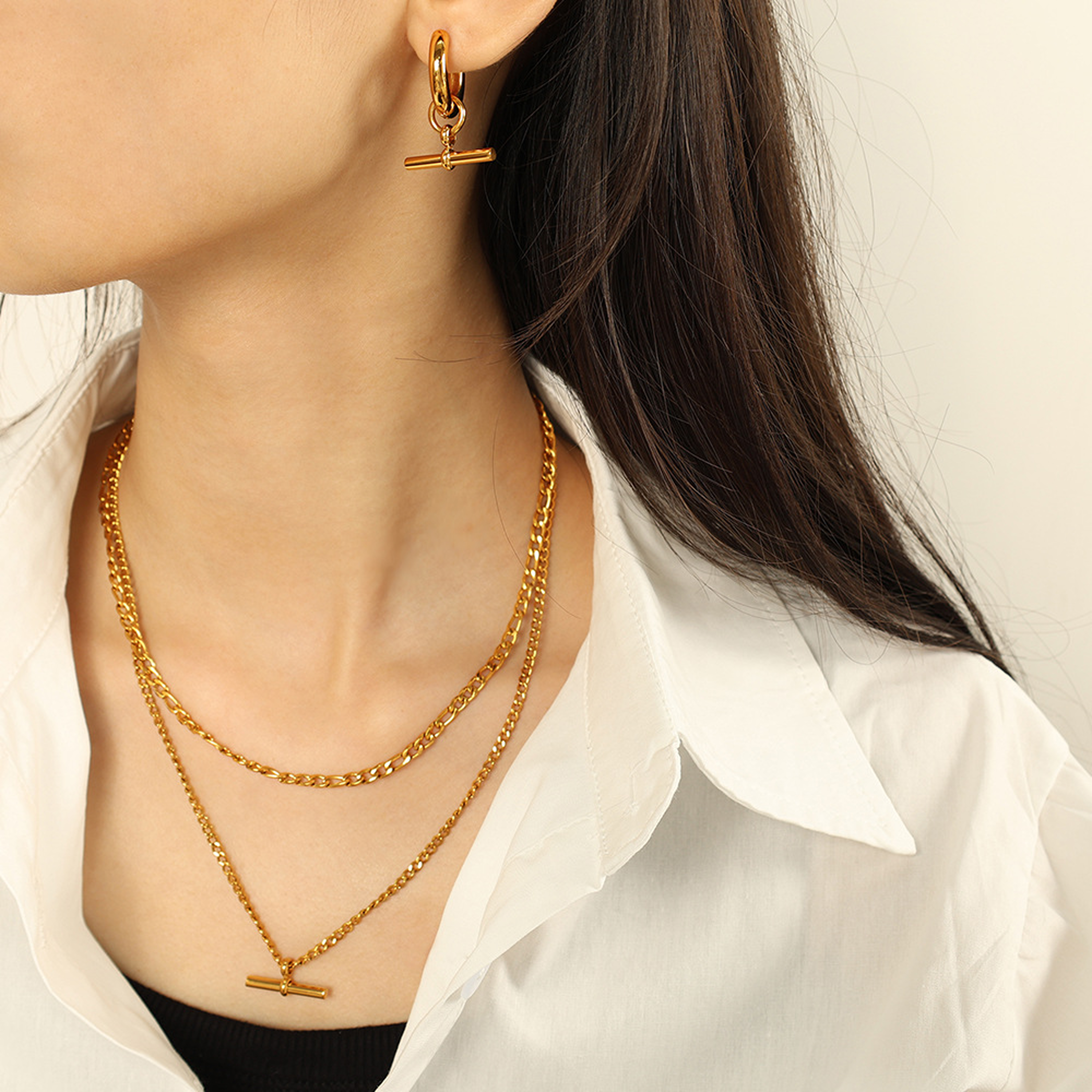 The Zenith Toggle & Curb Chain Set | 18K Gold Plated Starburst Jewelry Combo