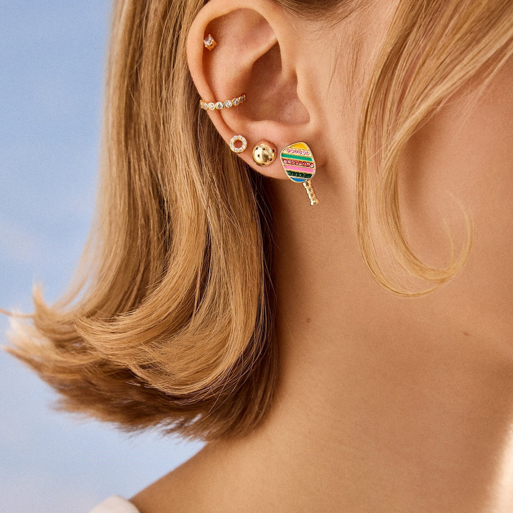 The Varsity Court Sports Studs | 14K Gold Plated Tiny Athlete Earrings