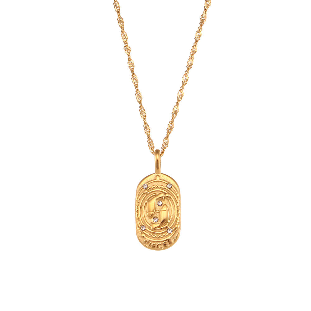 The Celestial Heritage Necklace | Vintage Zodiac Oval Pendant