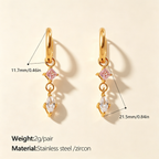 The Pink & Clear Mixed Geometric Drop Earrings