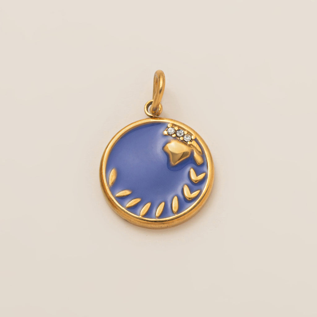 The Pave Celestial Coin | 18K Gold & Vibrant Enamel Zodiac Pendant