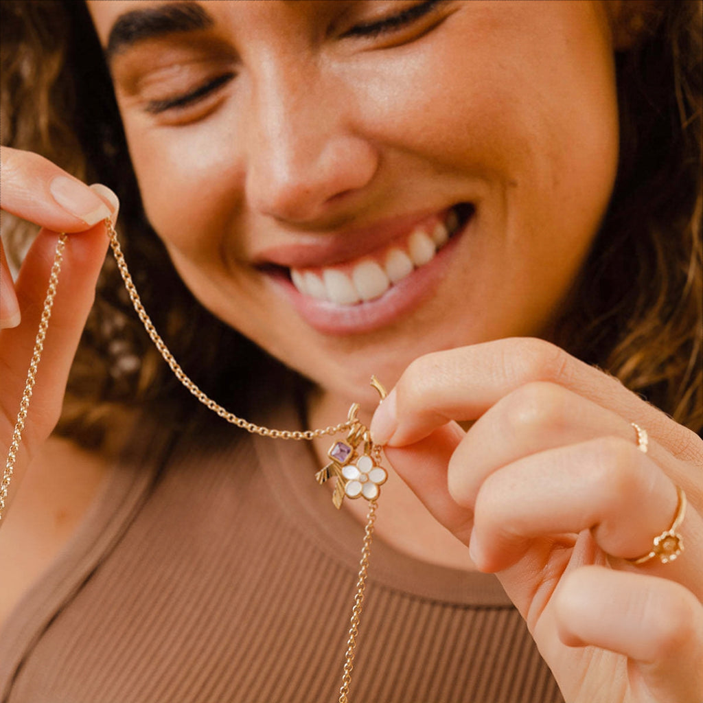 The Eternal Birthstone Charm | High-Gloss Gold & Zircon Identity Piece