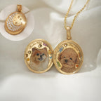 Custom Pet Portrait Locket Necklace | Personalized Moon & Stars Memorial Keepsake Jewelry for Pet Fur or Photo