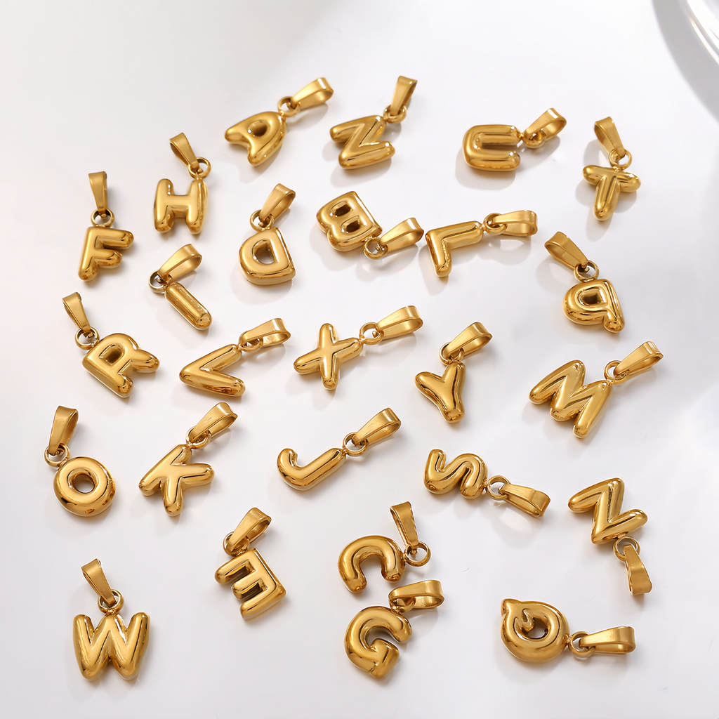 The 3D Bubble Initial Charm | High-Gloss 18K Gold Plated Letter