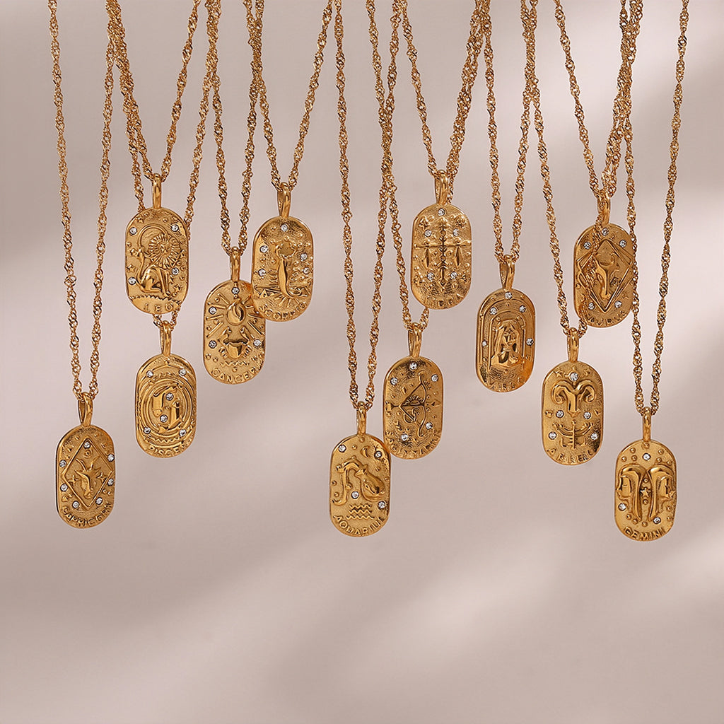 The Celestial Heritage Necklace | Vintage Zodiac Oval Pendant