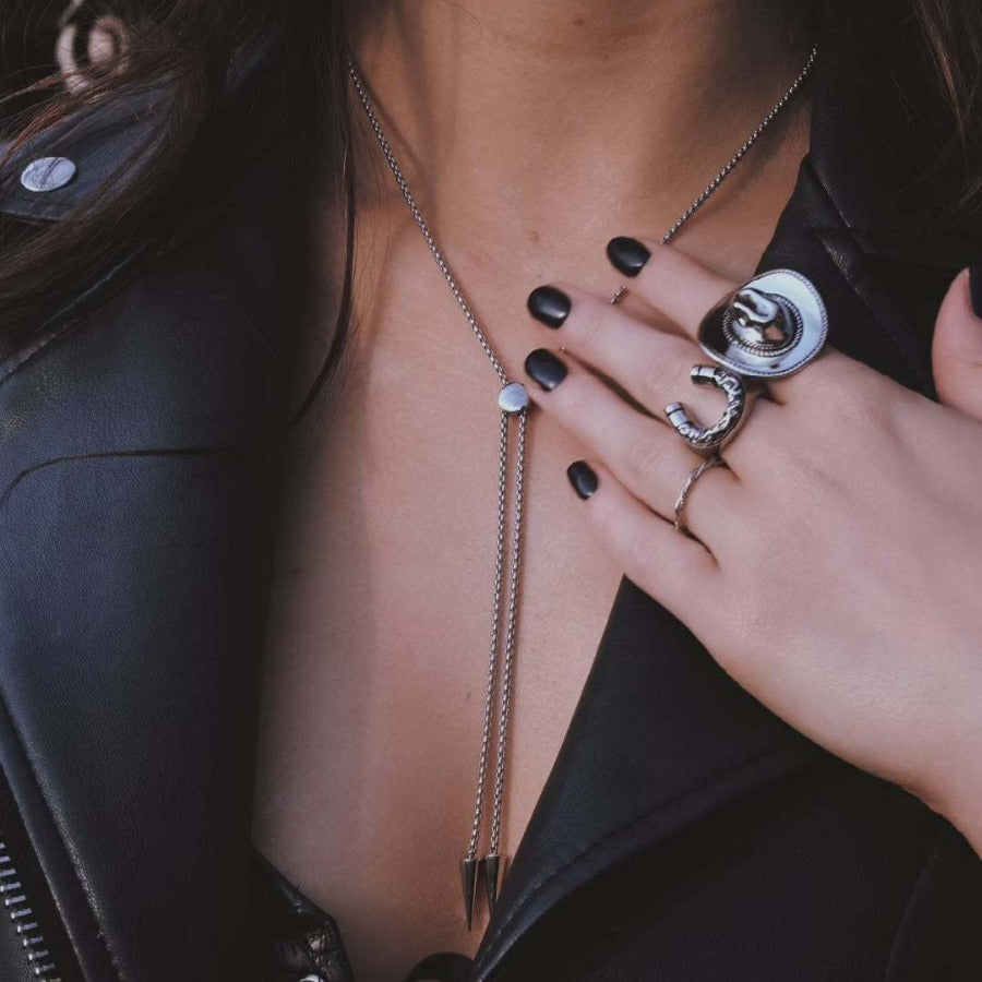 The Midnight Outlaw Ring Set | Vintage Gothic 18K Gold Plated Cowboy Hat & Horseshoe Statement Rings