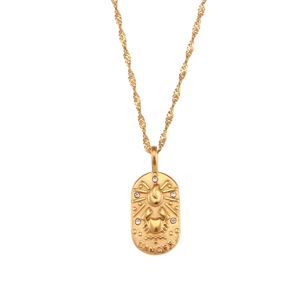 The Celestial Heritage Necklace | Vintage Zodiac Oval Pendant