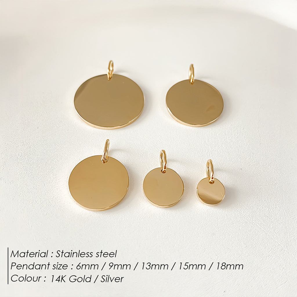 The Signature Disc Charm | Custom Engraved 18K Gold Identity Piece