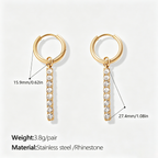 The Lumina Linear Crystal Huggies | 18K Gold Plated Dainty Pavé Bar Drop Earrings