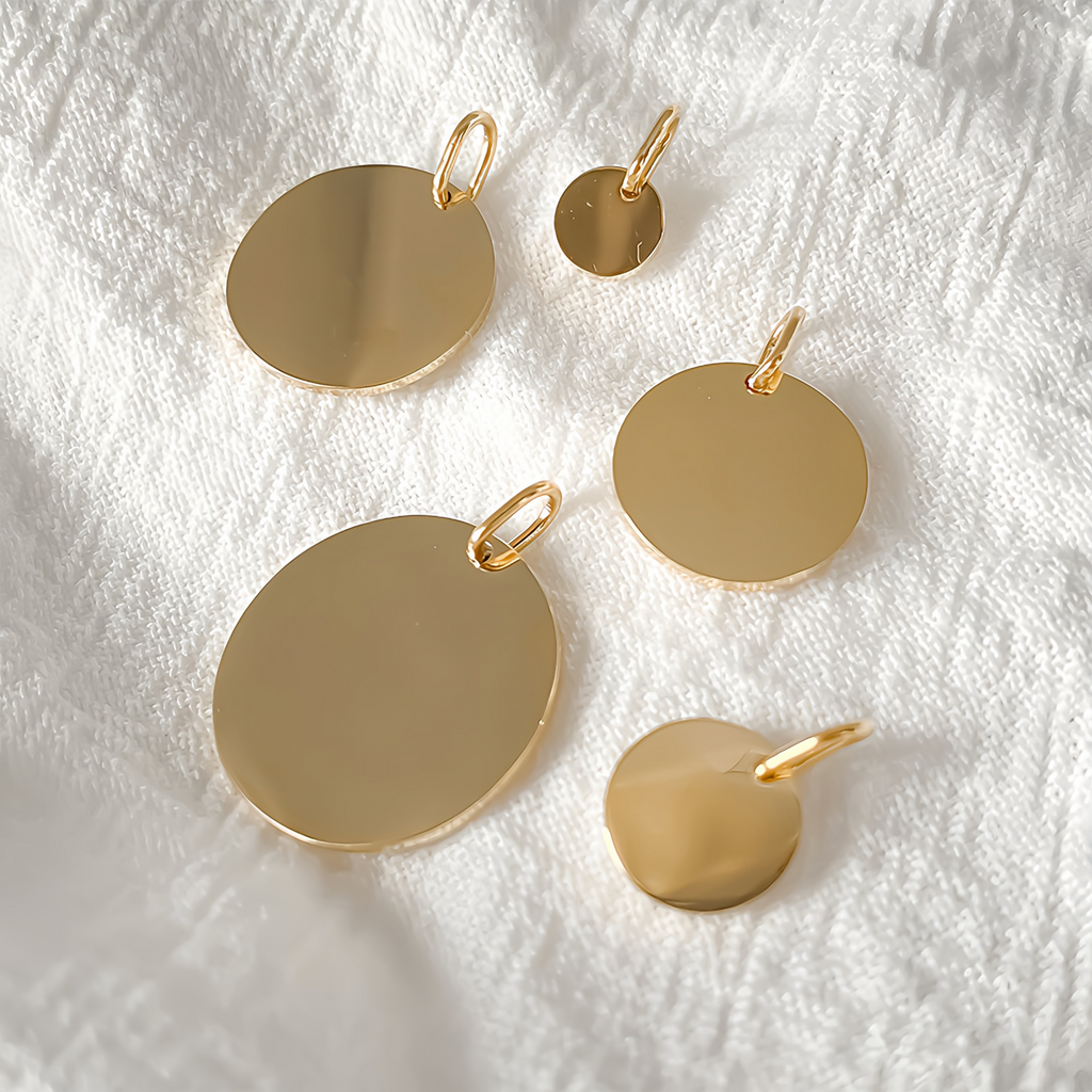 The Signature Disc Charm | Custom Engraved 18K Gold Identity Piece
