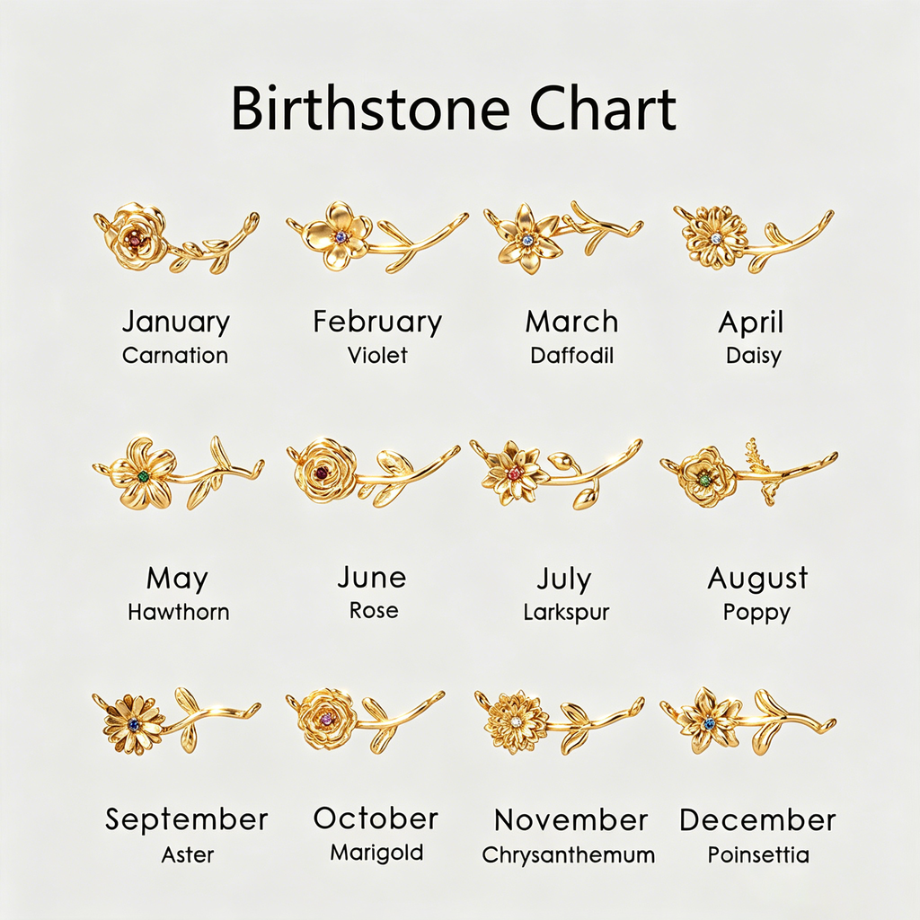The Fleur Vintage Bar Necklace | 18K Gold Plated Birth Month Flower Piece