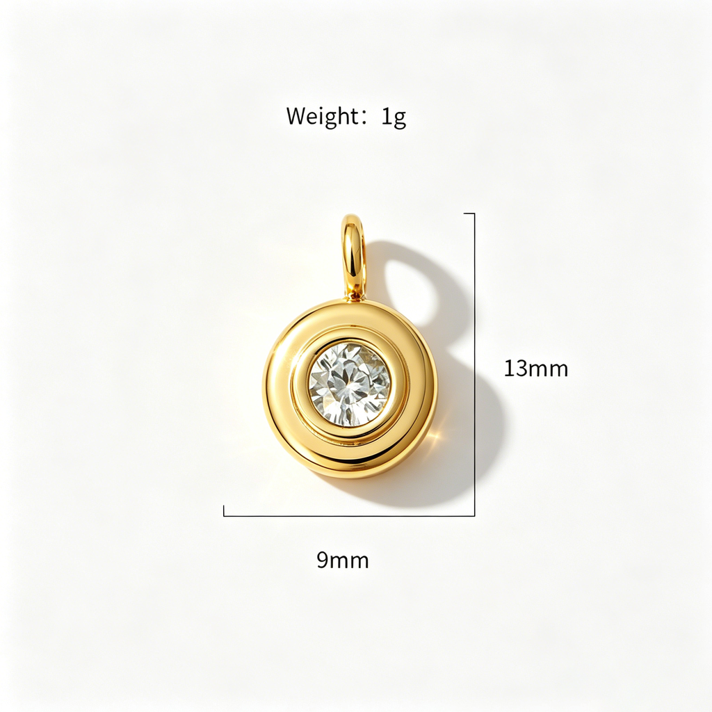 The Aura Prism Birthstone Charm | 18K Gold Plated Faceted Gemstone Pendant