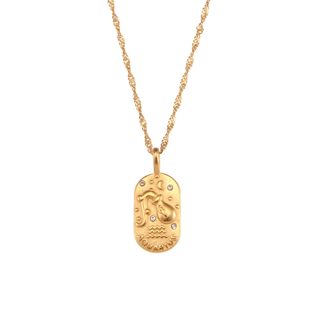 The Celestial Heritage Necklace | Vintage Zodiac Oval Pendant