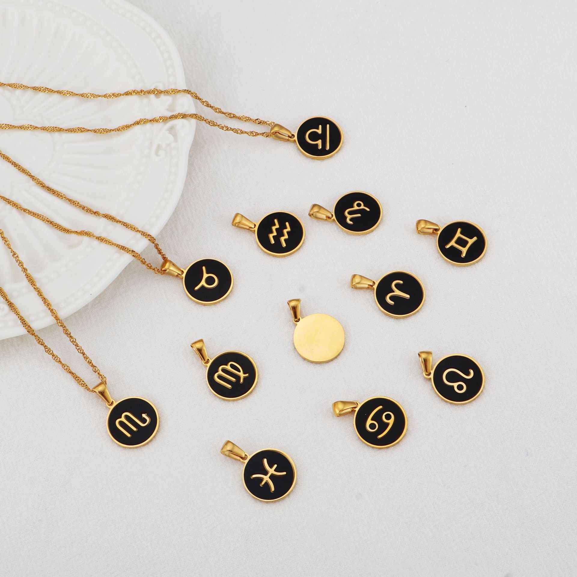 The Midnight Zodiac Charm | 18K Gold & Black Enamel Identity Piece
