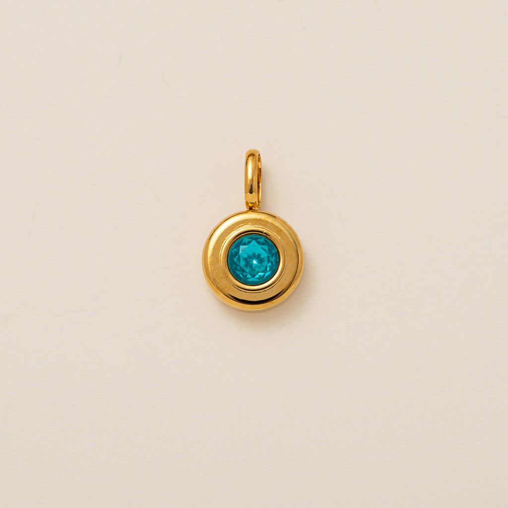 The Aura Prism Birthstone Charm | 18K Gold Plated Faceted Gemstone Pendant