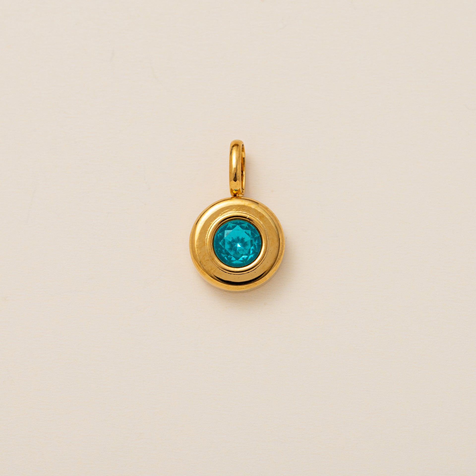 The Aura Prism Birthstone Charm | 18K Gold Plated Faceted Gemstone Pendant