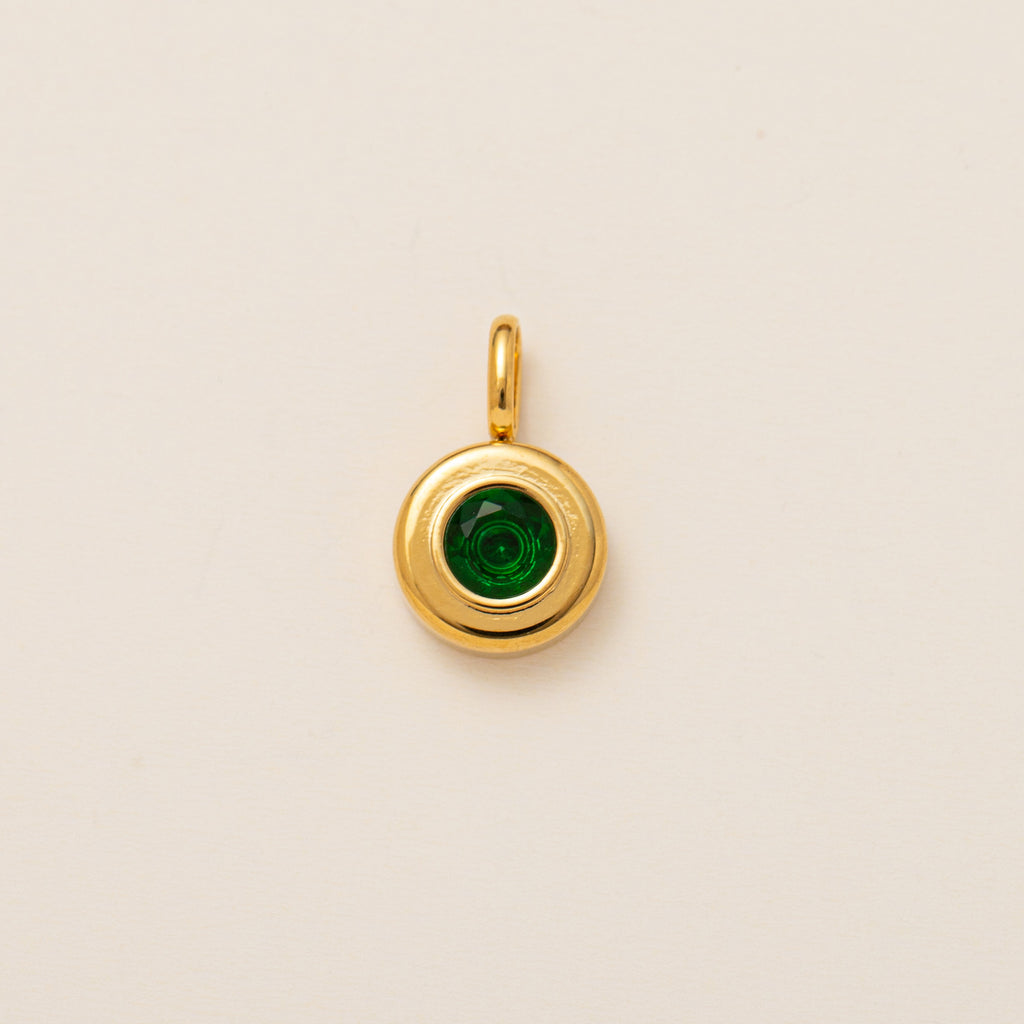 The Aura Prism Birthstone Charm | 18K Gold Plated Faceted Gemstone Pendant