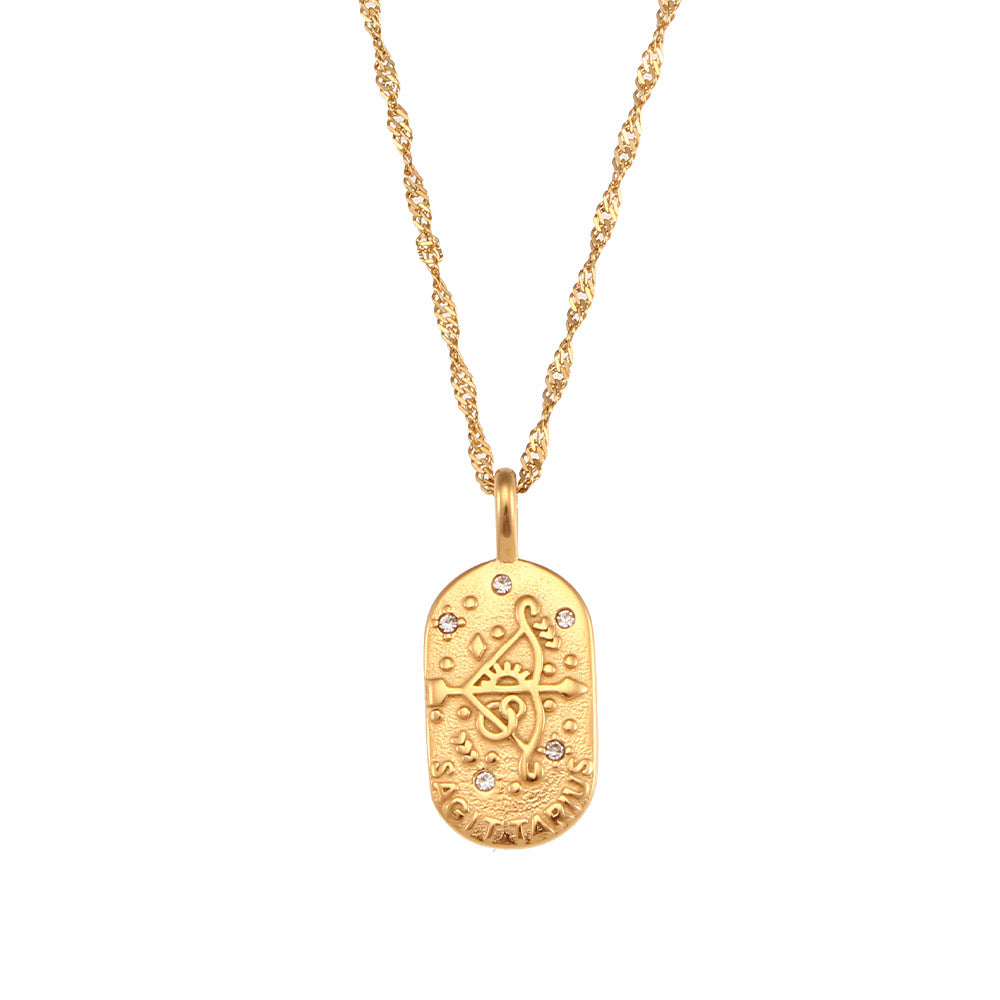 The Celestial Heritage Necklace | Vintage Zodiac Oval Pendant