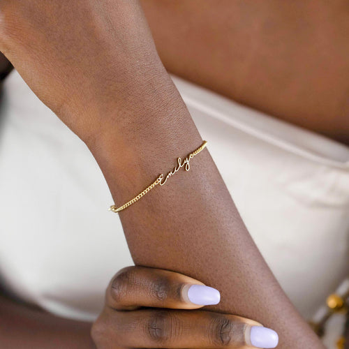 The Aura Script Name Bracelet | 18K Gold Plated Floating Identity Jewelry